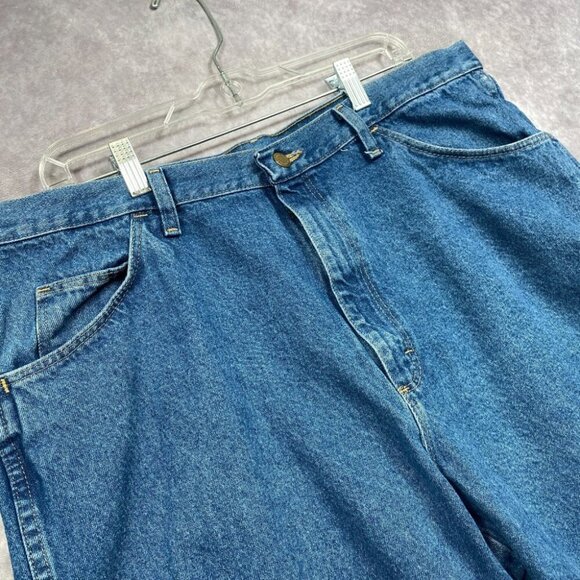 Wrangler Jean Shorts Mens 38 Blue Denim 9" Outdoors Casual Classiccore - Picture 3 of 8